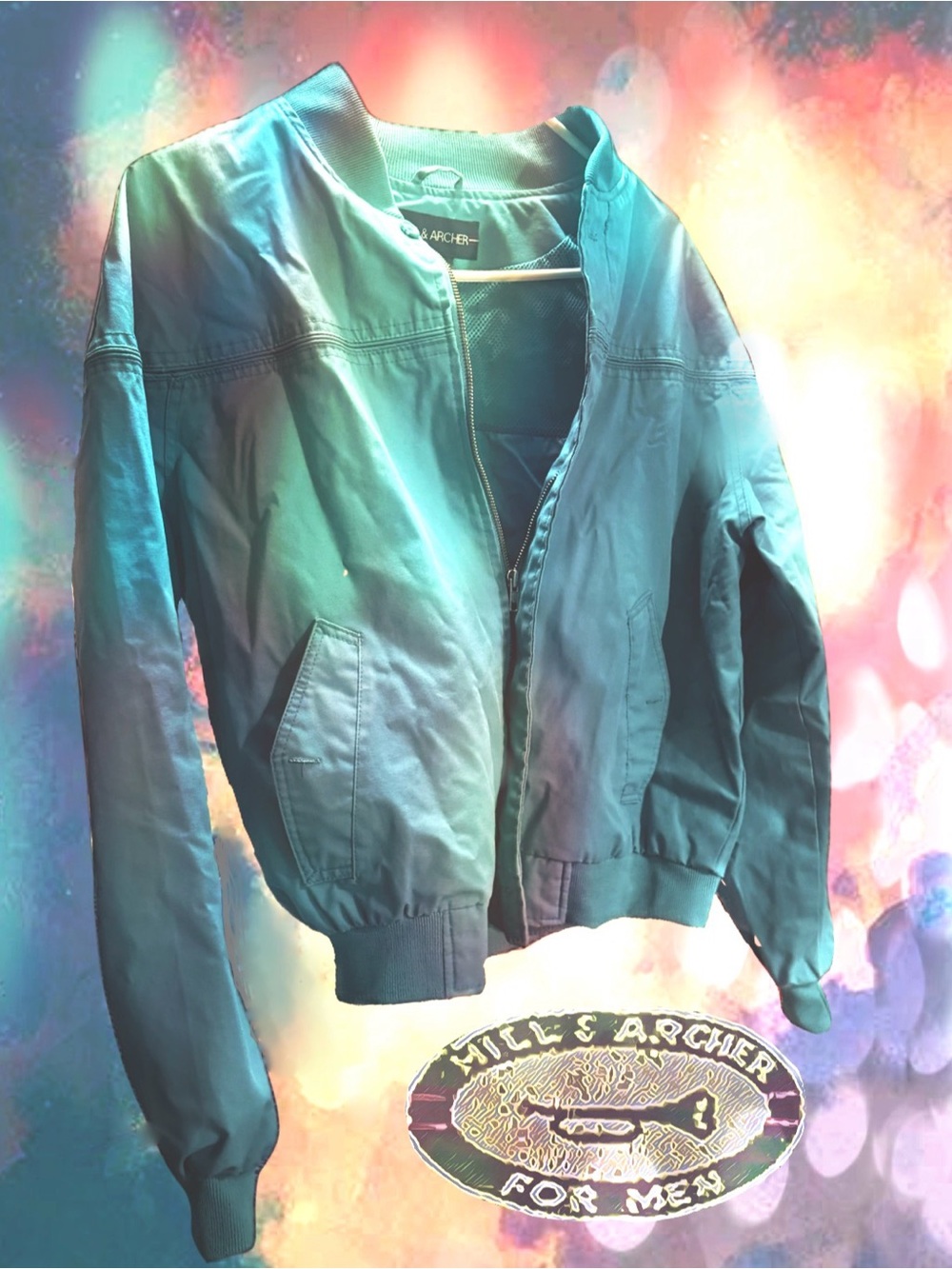 Hill & Archer Teal Bomber Jacket - Picture 2 of 8